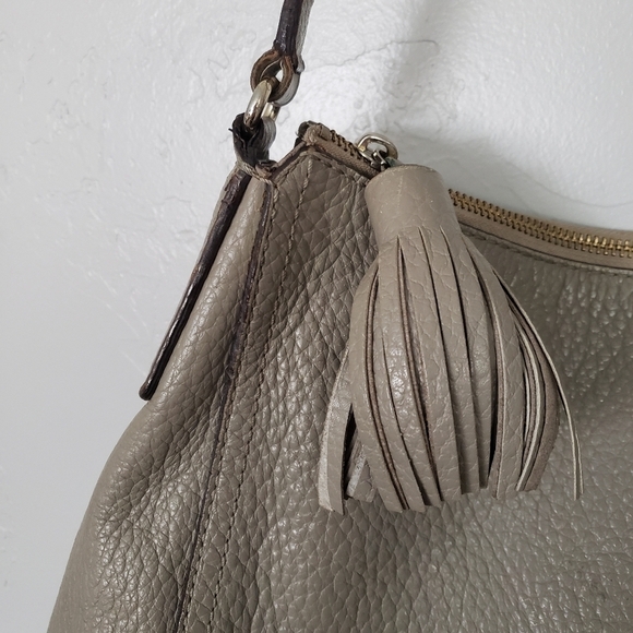 Kate Spade Grey Leather Bag Purse Tassel Zipper Pull Designer Fashion Tote - Picture 5 of 12